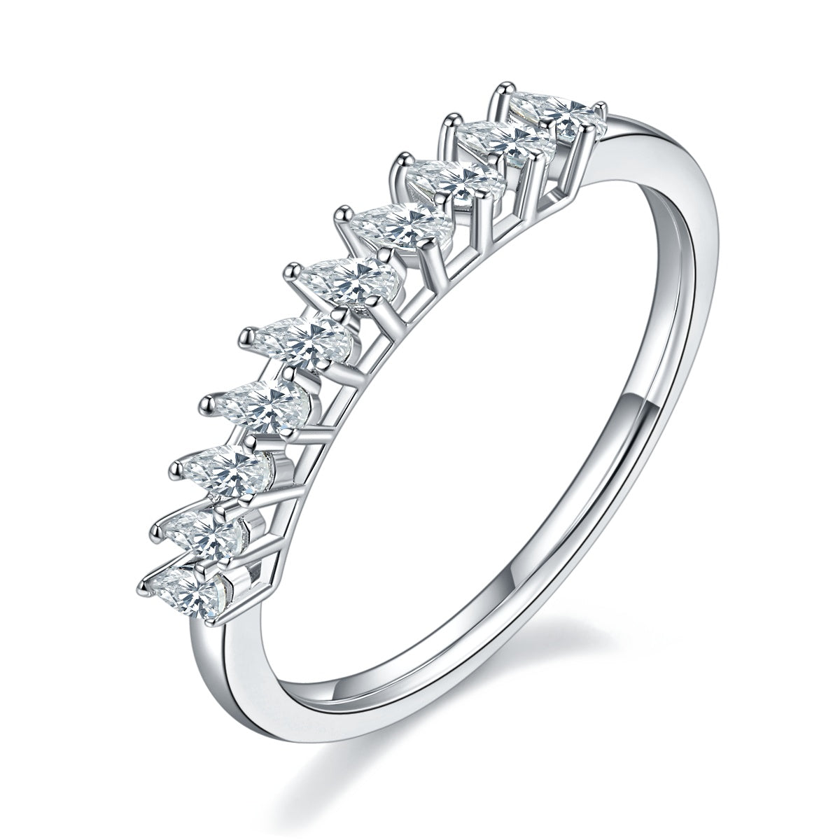 A Luxurious And Fashionable Light Luxury Jewelry Silver Ring Set With Top-quality Moissanite, S925 Silver Plated With Platinum