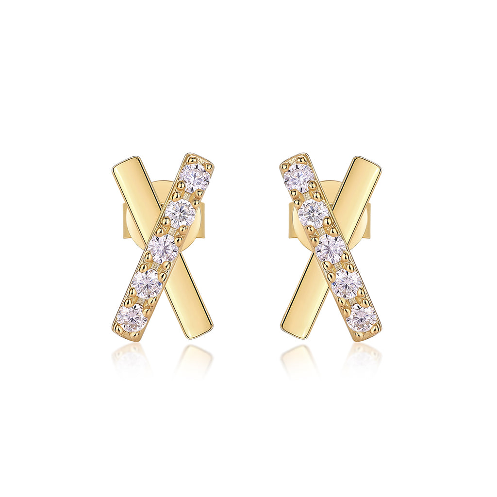 Dream Road - Premium Moissanite Luxury Fashion Light Luxury Jewelry Silver Stud Earrings S925 Silver Electroplated Gold