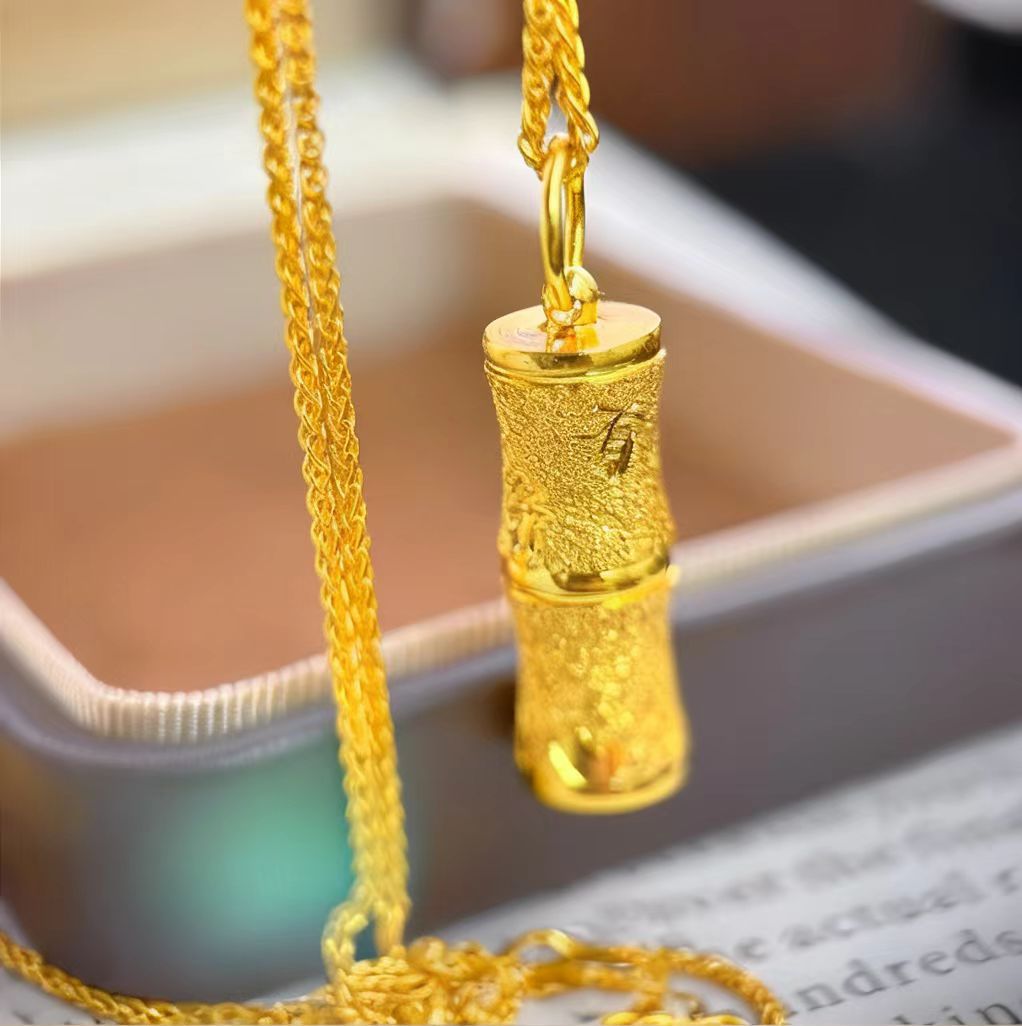 Womens Bamboo-Section Cylindrical Pendant Jewelry