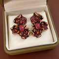 Vintage Floral Rhinestone Stud Earrings With S925 Sterling Silver Post