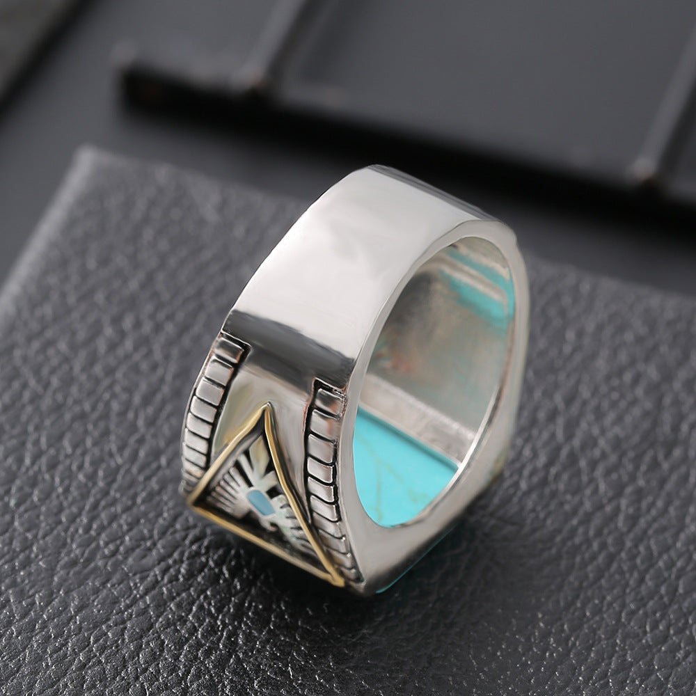 Feather Turquoise Two-tone Electroplated Ring