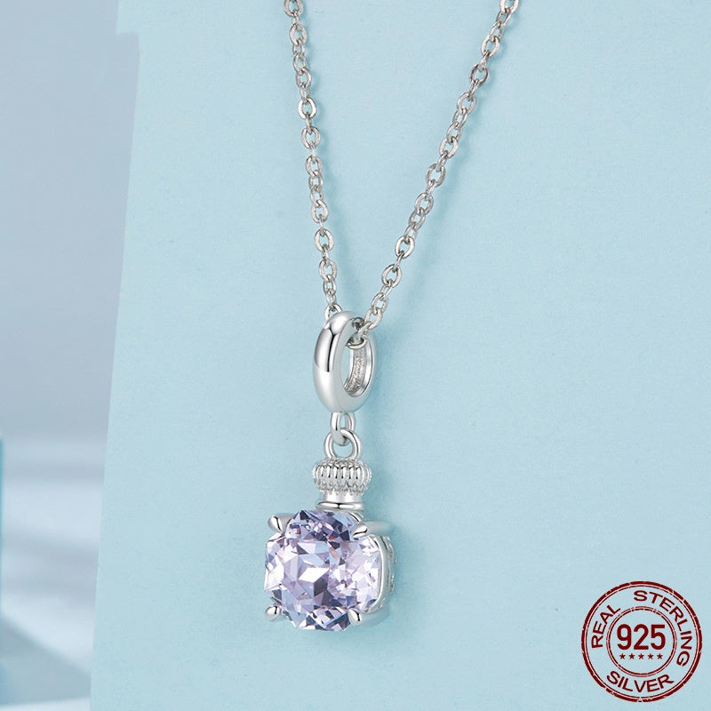 Purple Perfume Bottle Diy Pendant Parts Fashion S925 Sterling Silver Beads