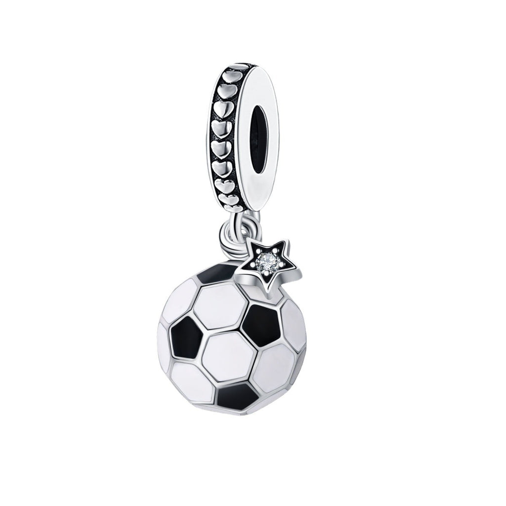 925 Silver Plated Copper Charm Beads For Sports Fitness And Soccer DIY Jewelry Accessories For Bracelets
