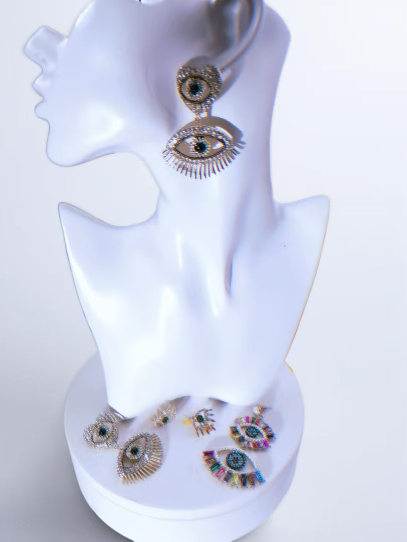 Divine Eye Gold-Tone Drop Earrings With Cubic Zirconia