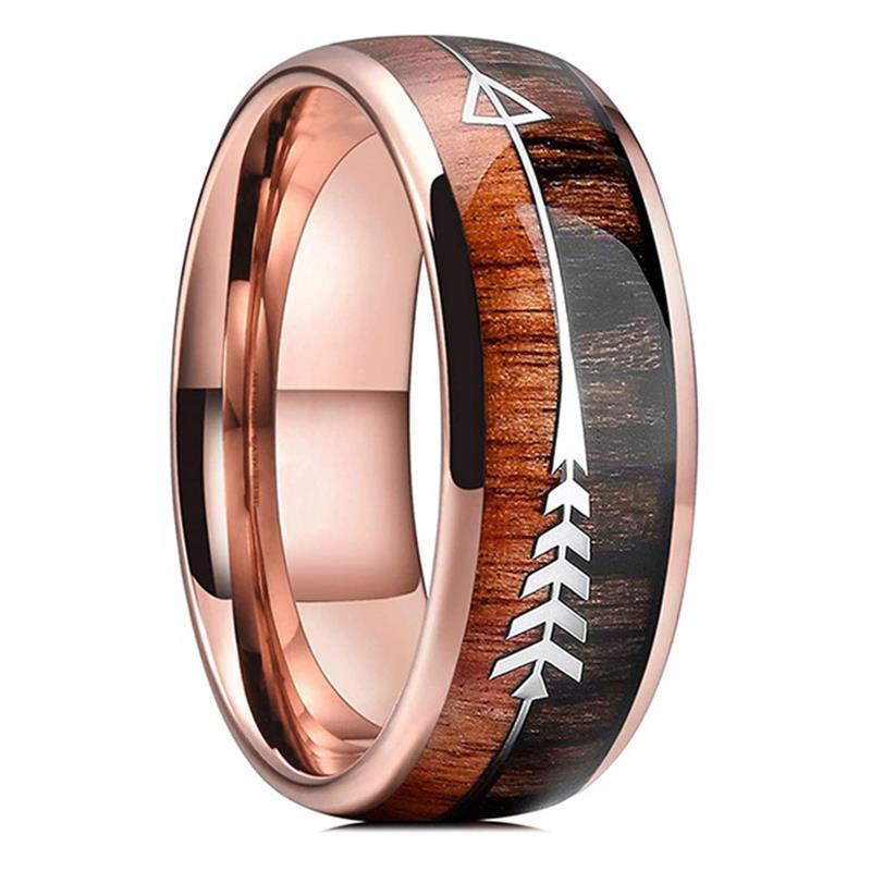 Men's 8mm Arrow-shaped Inlay Stainless Steel Ring