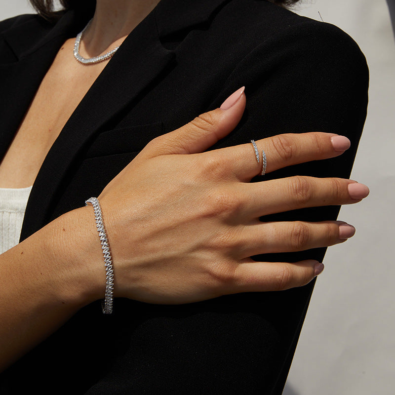Exquisite Diamond-studded Open Adjustable Ring For Women