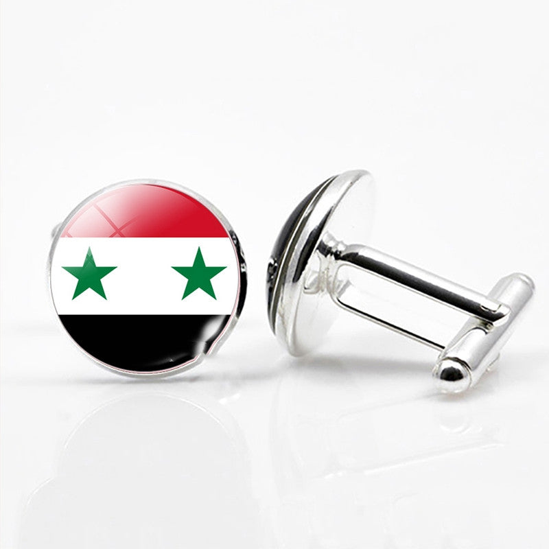 National Flags of The World Series Time Gem Cufflinks Jewelry