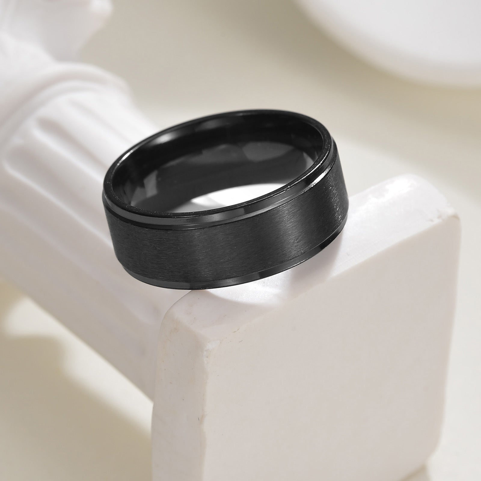 Stylish And Minimalist 8mm Matte Brushed Titanium Steel Ring For Men