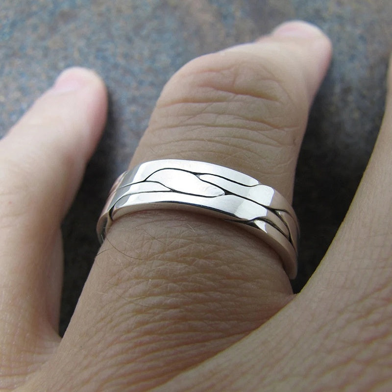 Cool Retro Edgy Ring With A Minimalist Design
