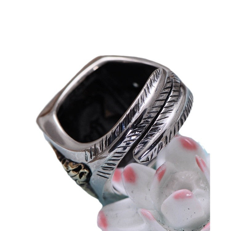 S925 Sterling Silver Jewelry Indian Chief Men's Open Ring
