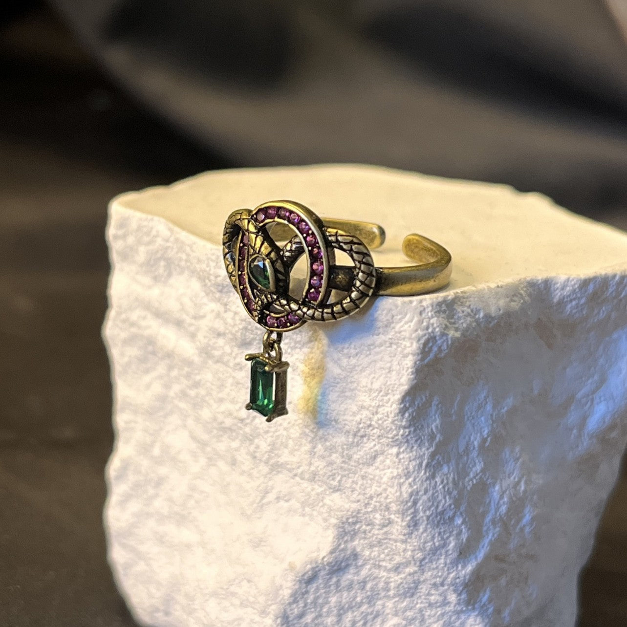 Xiao Vintage Snake Electroplated Black Gold Ring