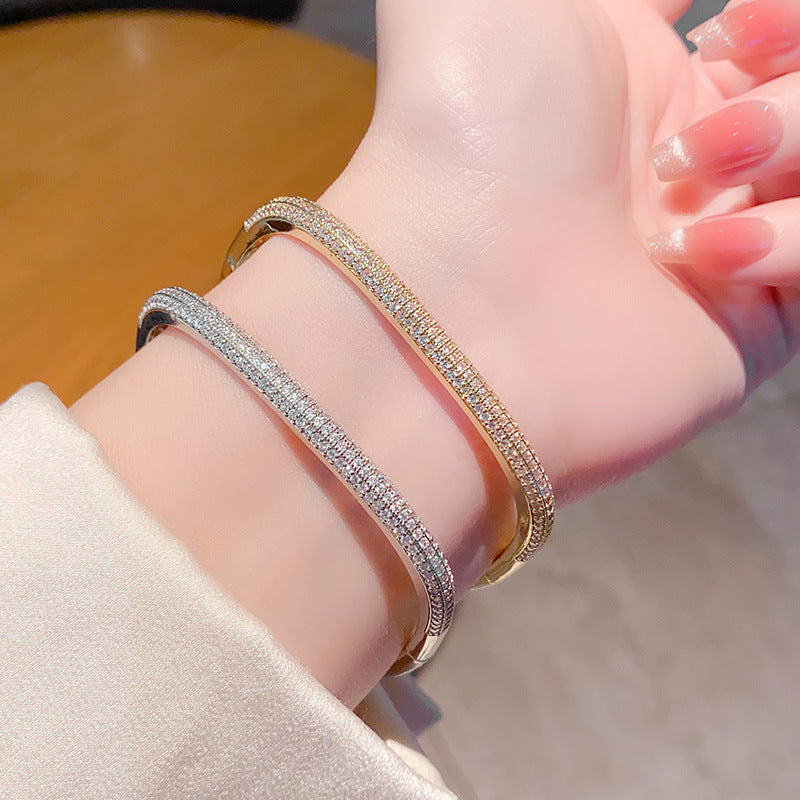 Square-Set Diamond Bracelet With A Sparkling Galaxy Design For Women