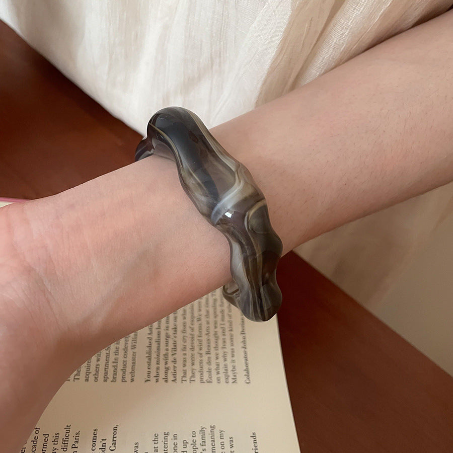 Acrylic Marbled Irregular Open Bracelet