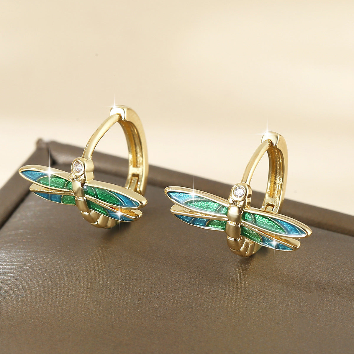 European And American-style Elegant And Fashionable Copper Dragonfly Drop Earrings