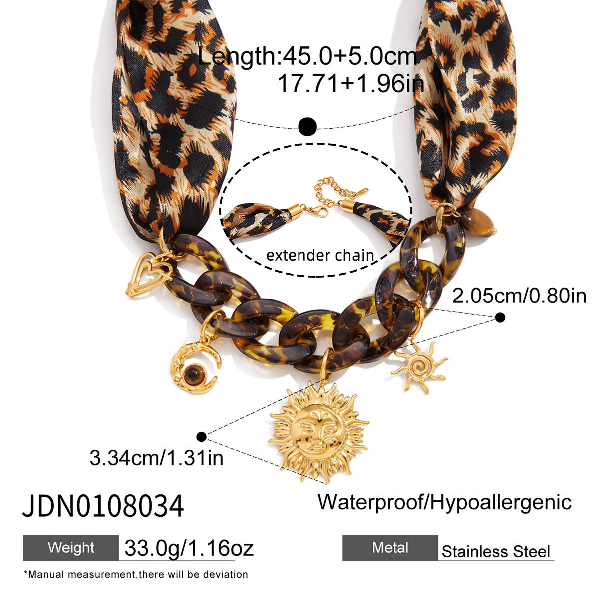Womens Stainless Steel Lace-Up Silk Scarf Necklace