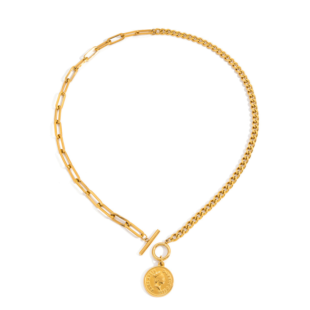 Elegant Understated Design With A Classic 18K Gold Stainless Steel Necklace