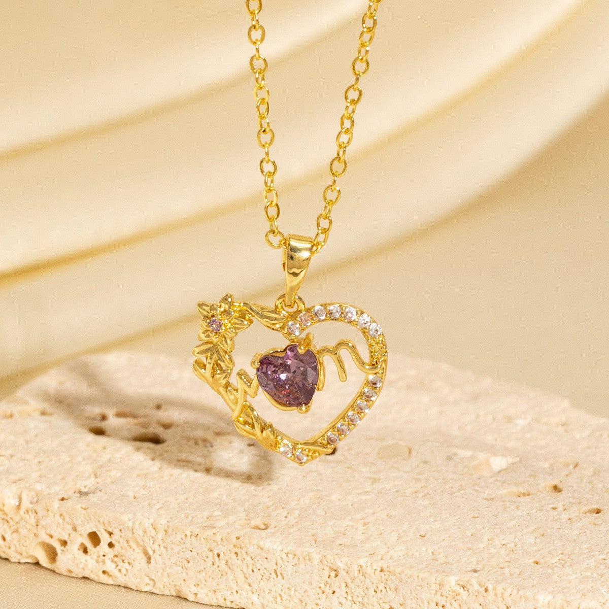 Light-luxury Vintage Micro-pave Zircon Heart Sweater Chain