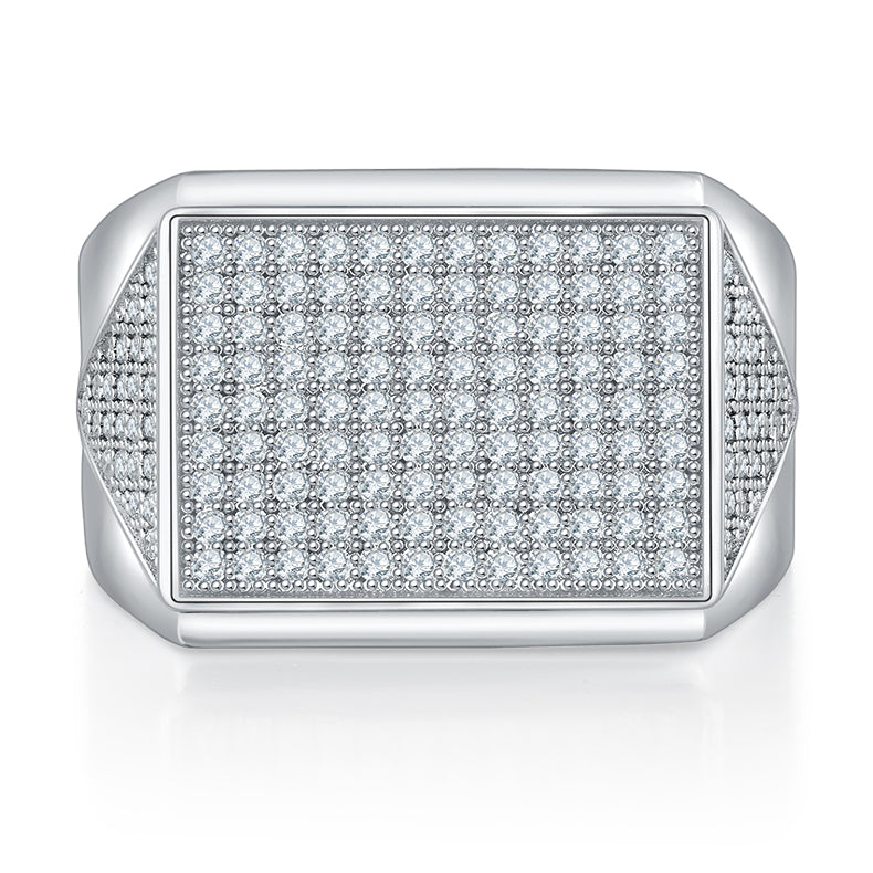 Men's Luxury And Fashionable Light Luxury Jewelry Silver Ring S925 Silver-plated Platinum Set With Top-quality Moissanite