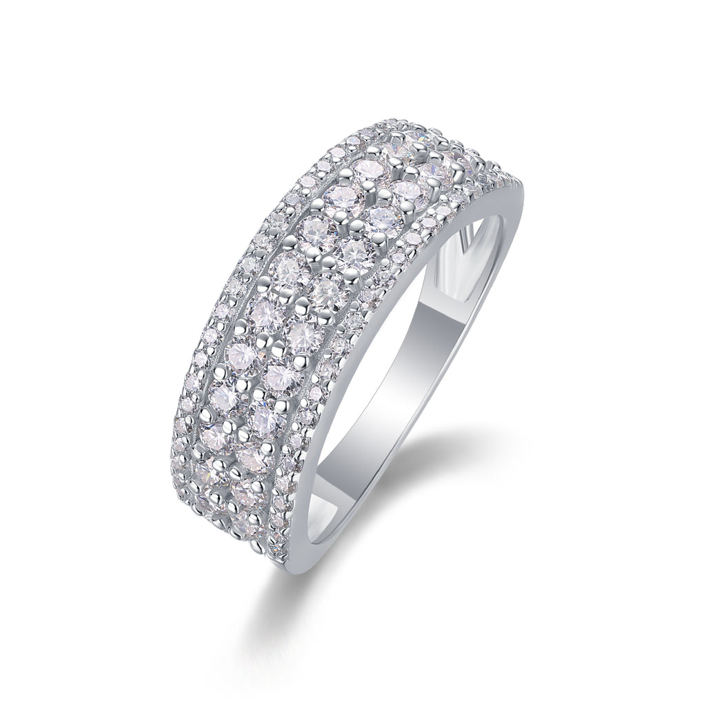 A Turn Of Luck - A Wedding Ring Set With Top-quality Moissanite S925 Silver And Platinum-plated Diamond Can Be Tested With A Diamond Pen
