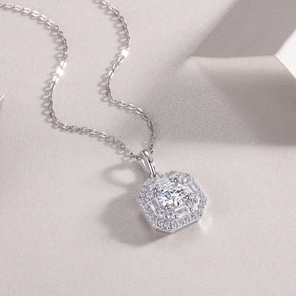 Small Square Bag - Set With Top-quality Moissanite, Fashionable And Light Luxury Jewelry, Silver Pendant Necklace S925, Silver-plated Platinum