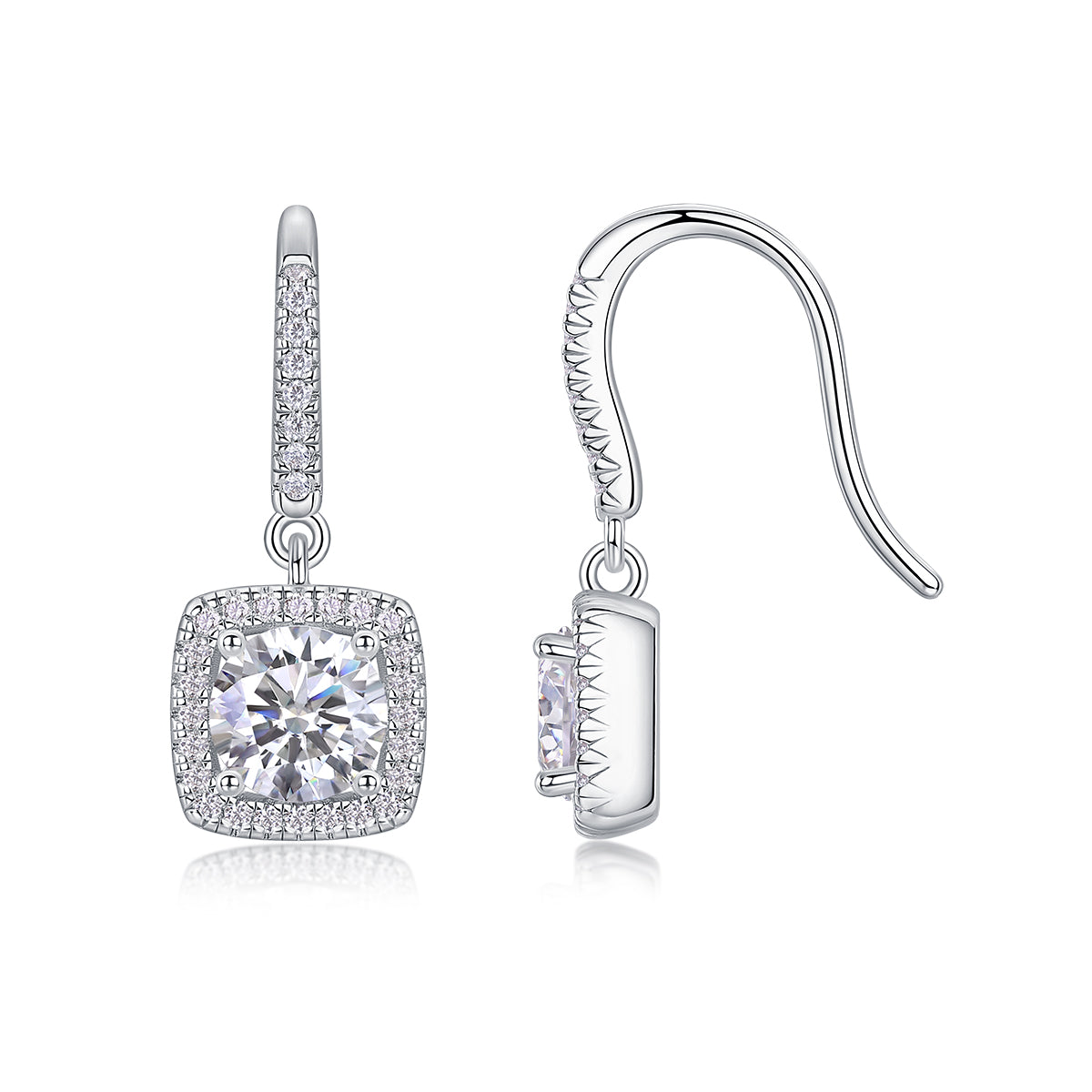 Top-quality Moissanite Luxury And Fashionable Light Luxury Jewelry Silver Stud Earrings S925 Silver Plated Platinum