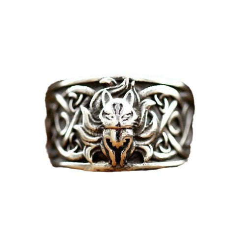 Mens Retro Stainless Steel Fox Ring