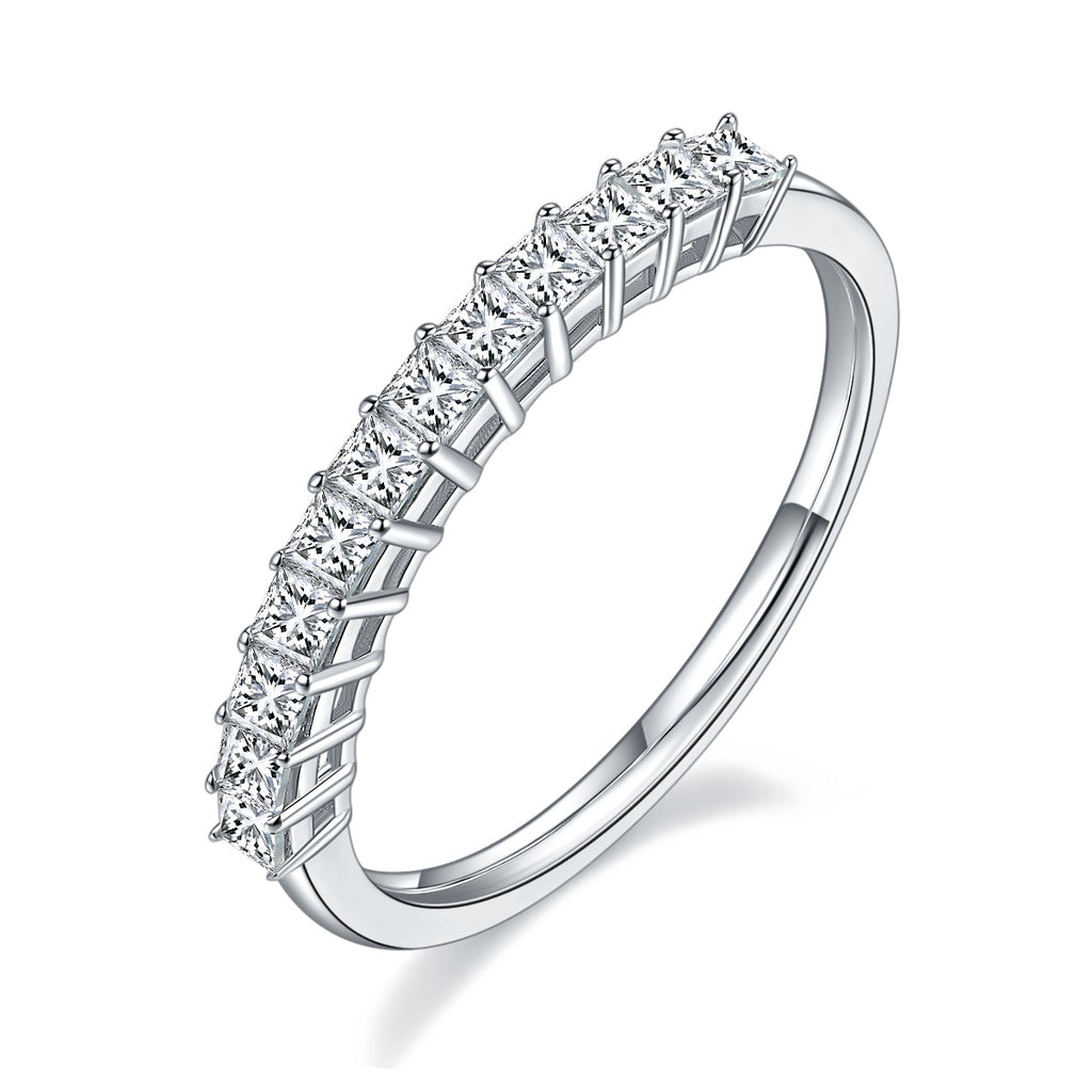 A Luxurious And Fashionable Light Luxury Jewelry Silver Ring Set With Top-quality Moissanite, S925 Silver Plated With Platinum