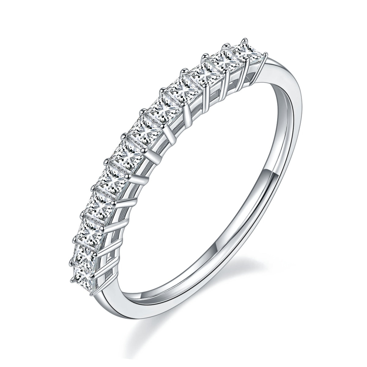 A Luxurious And Fashionable Light Luxury Jewelry Silver Ring Set With Top-quality Moissanite, S925 Silver Plated With Platinum