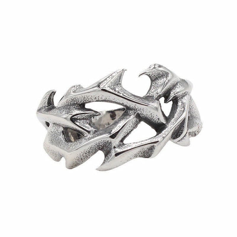 Vintage Dragon-Design Totem Flame Mens Titanium Steel Ring