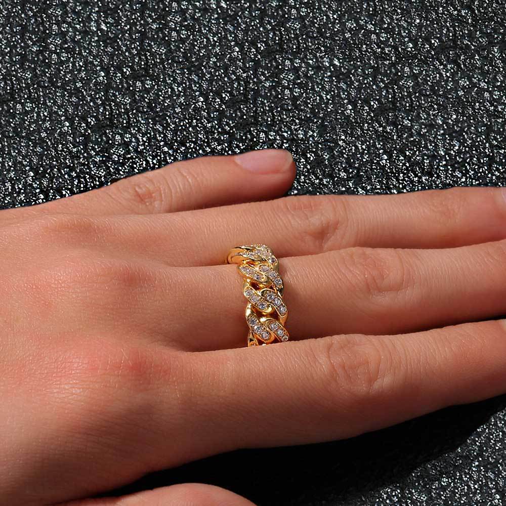 Mens Single-Row Cubic Zirconia Cuban Ring