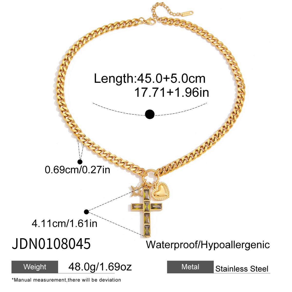 Titanium Steel Cross Pendant For Womens Sweater Chain