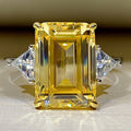 High-carbon Two-tone Rectangular-cut Diamond Ring