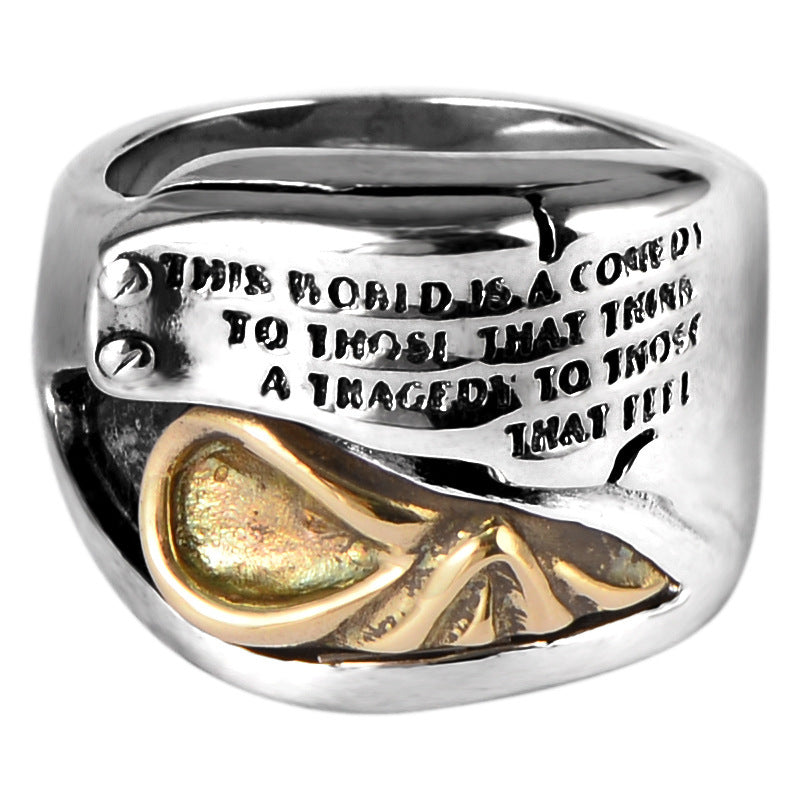 S925 Black Silver Retro Men's Ring