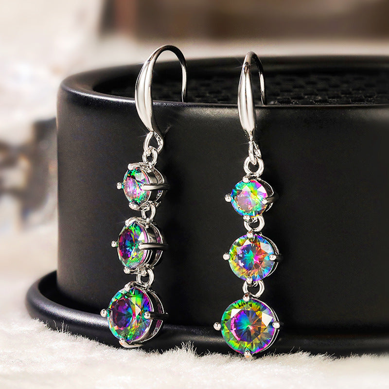 Shimmering Colorful Zircon Womens Earringselegant And Versatile