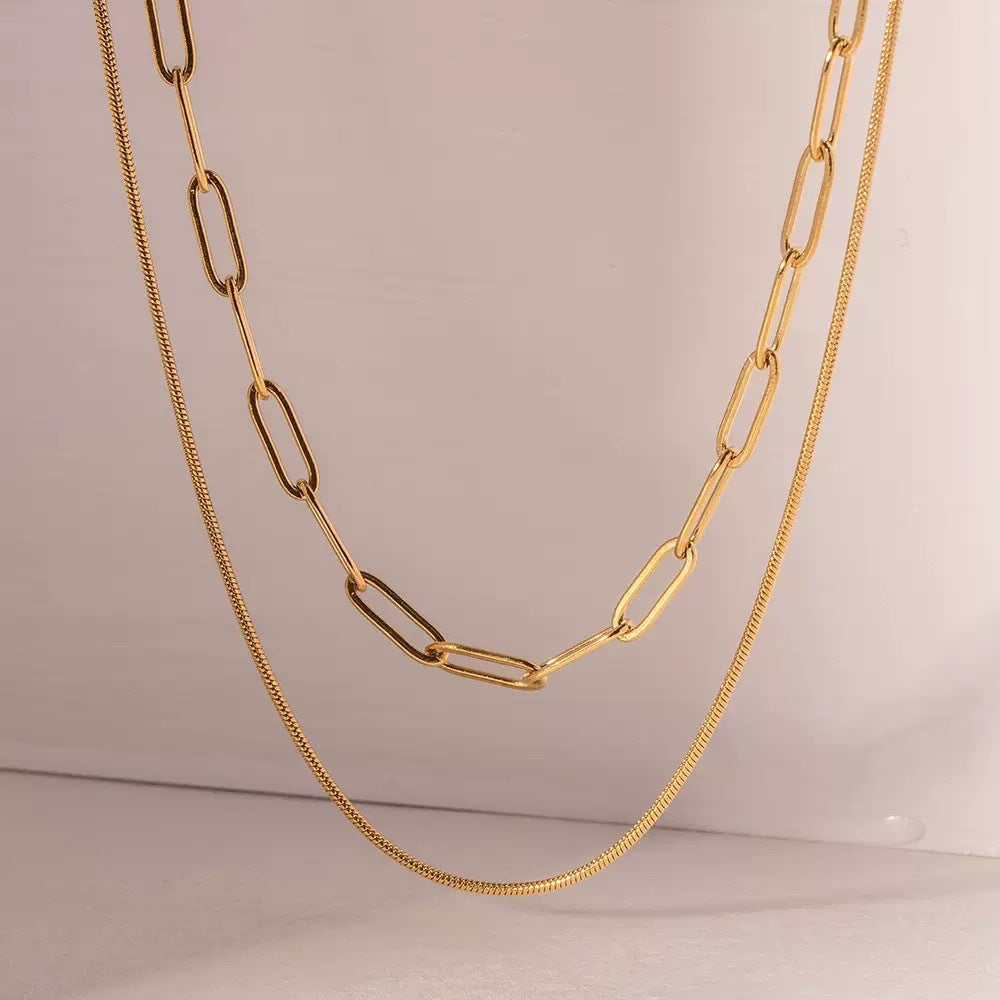 Stylish Double-layer Coiled Paperclip Necklace Minimalist And Vintage