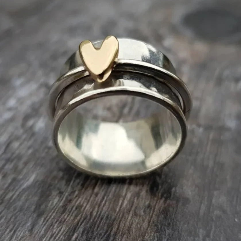 Rotating Decompression Wide-Style Engagement Ring For Women