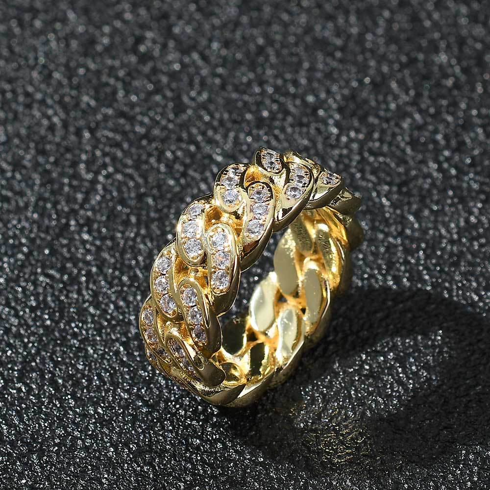 Mens Single-Row Cubic Zirconia Cuban Ring