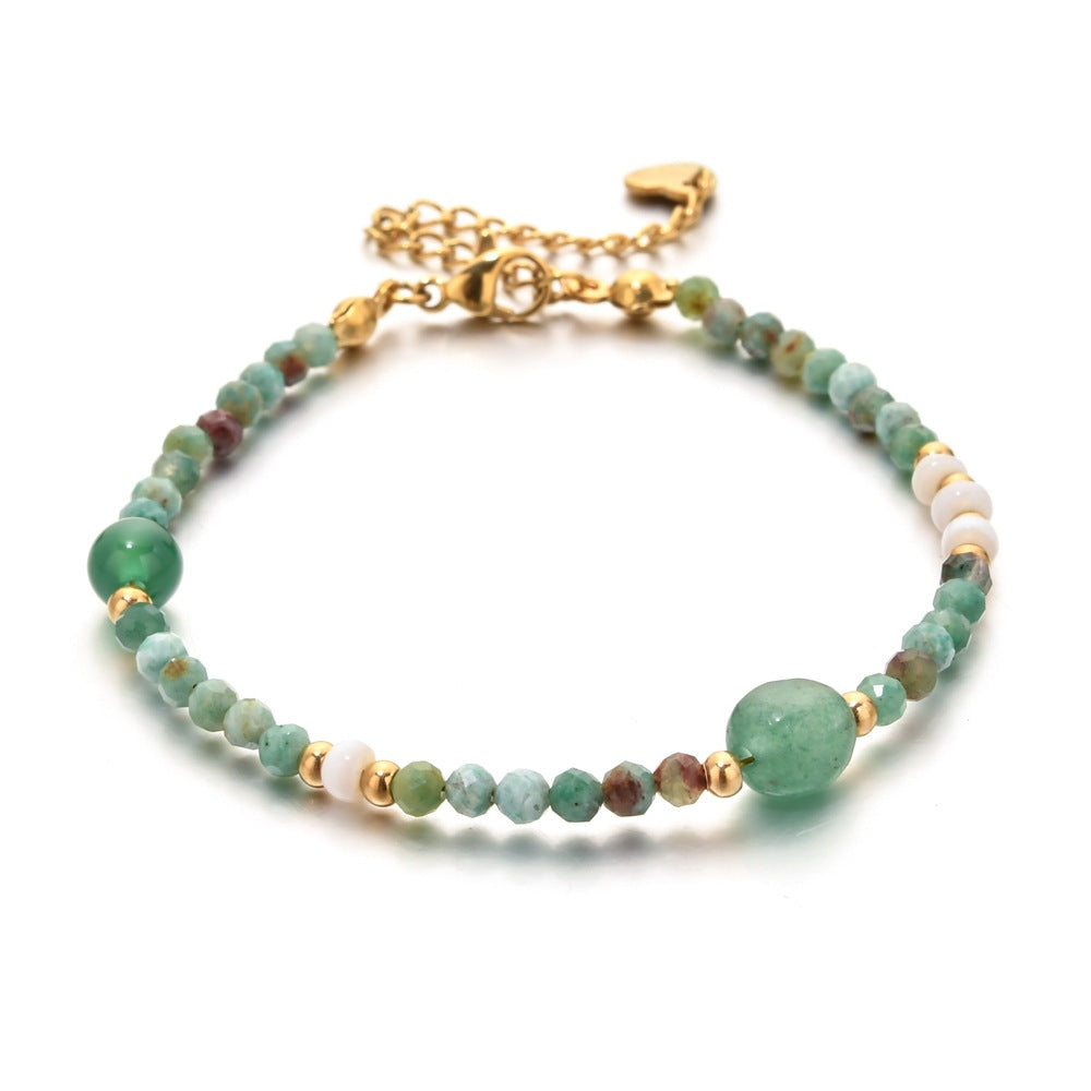 Glass Crystal And Colorful Natural Stone Bead Bracelet