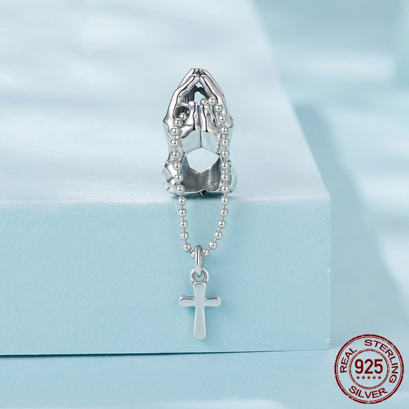 Chain Cross Diy Beaded S925 Sterling Silver String Ornament