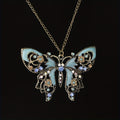 Retro Hollow-Out Dripping-Oil Butterfly Sweater Chain Necklace