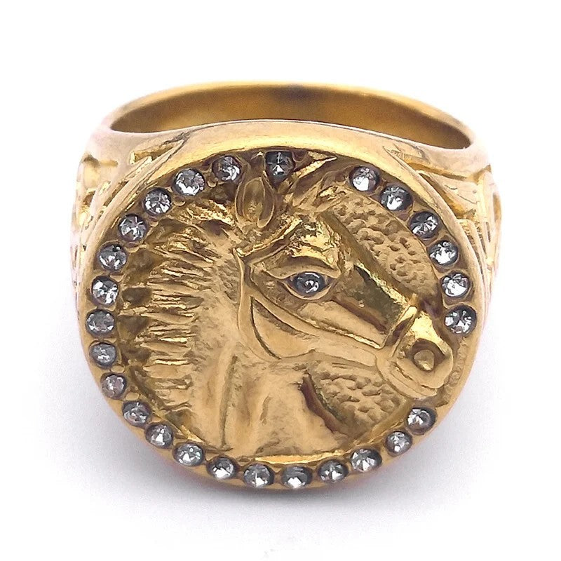 Stainless Steel Zodiac Horse Men's Ring