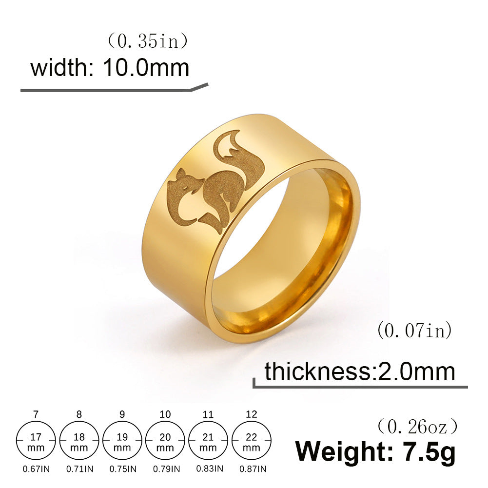 10mm-wide Stainless Steel Squirrel Men's Titanium Ring