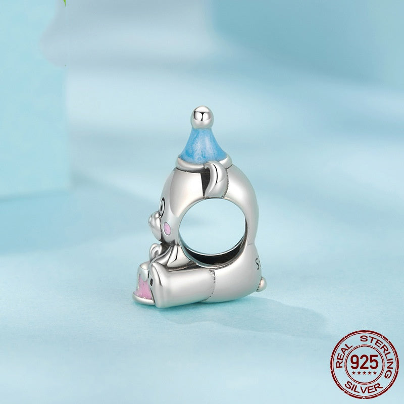 Birthday Cake Bear Diy Bracelet String Beads S925 Sterling Silver Beads