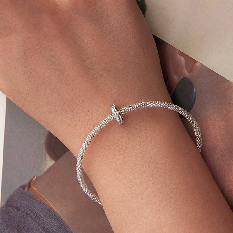 Four-Leaf Clover Silicone Positioning Bracelet Spacer S925 Sterling Silver Beads