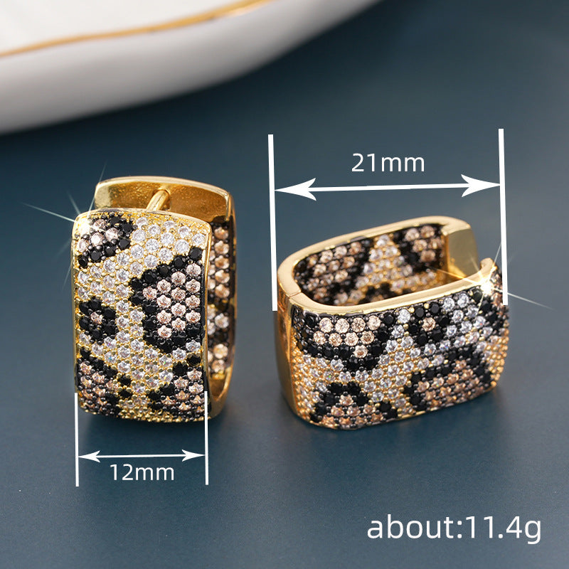 Leopard-print Earrings With Dual-tone Plated Ear Clips