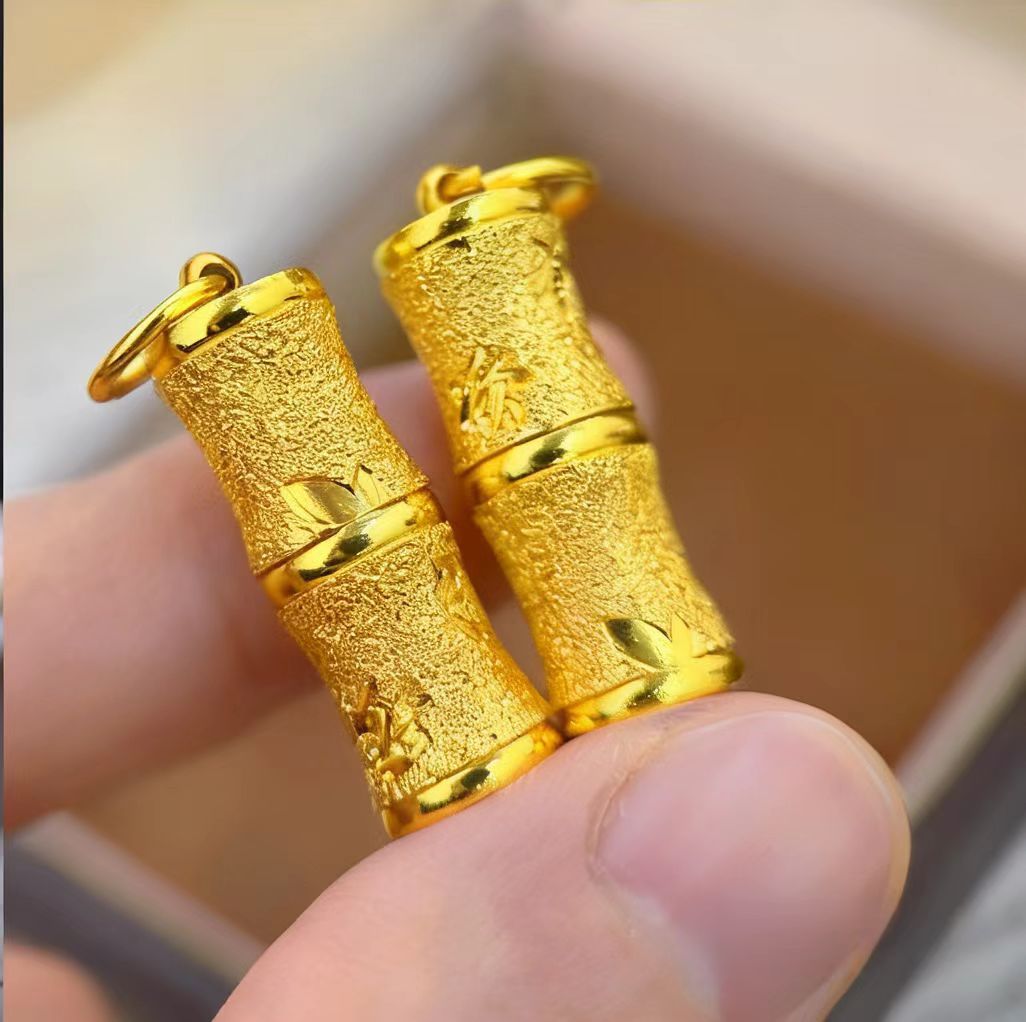 Womens Bamboo-Section Cylindrical Pendant Jewelry