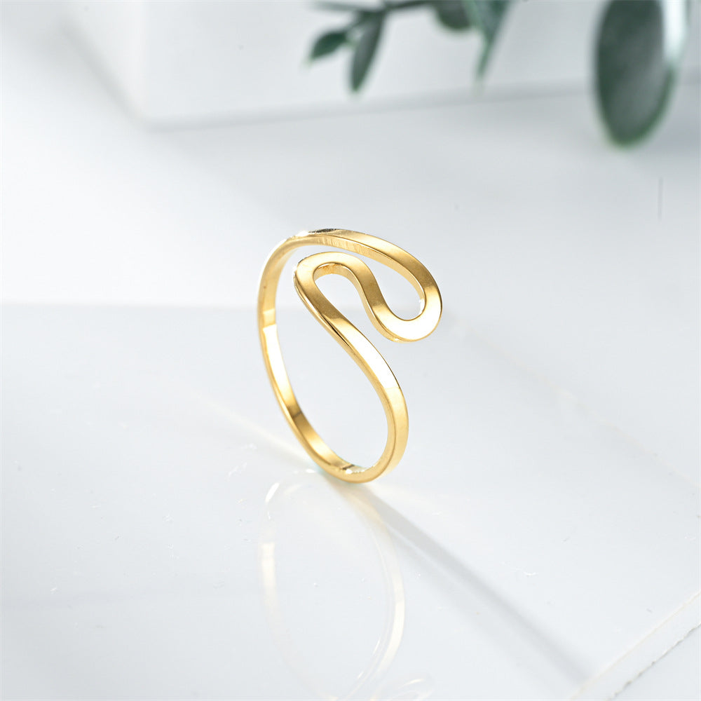 S Shaped, Soft And Elegant Stainless Steel Ring