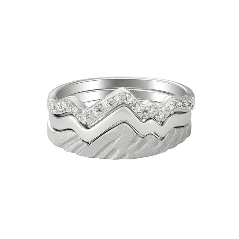 3-Piece Ring Diamond-Encrusted Stacking Bracelet Set