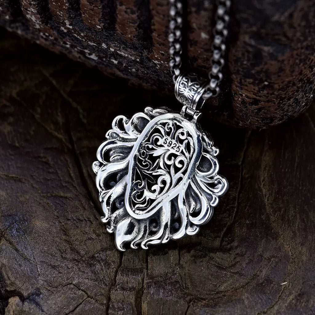 Pure Silver Wild And Domineering Lion Head Pendant