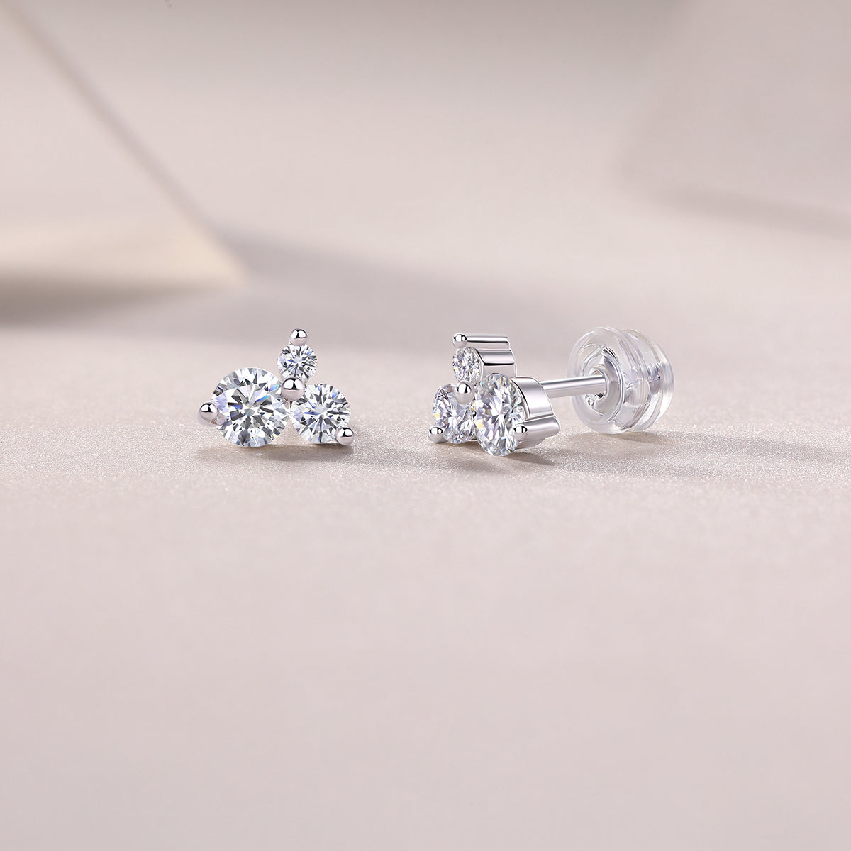 Wave - Earrings Set With Top-quality Moissanite S925, Silver And Platinum-plated Stud Earrings, A Fashionable And Trendy Accessory That Can Be Tested With A Diamond Pen